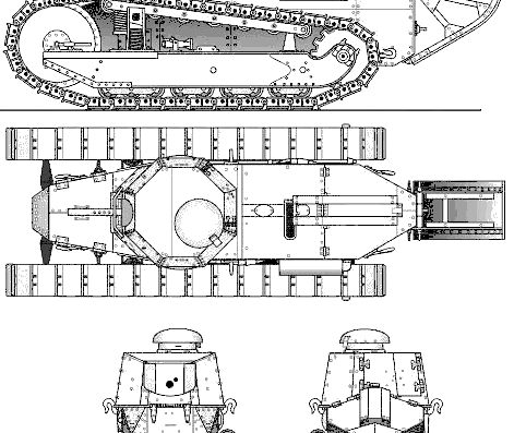 Танк M1917 6-ton (FT-17) - чертежи, габариты, рисунки
