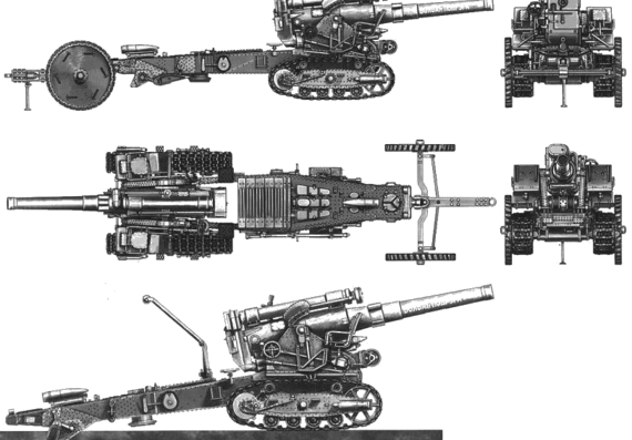 Танк M1931 B-4 203mm Howitzer - чертежи, габариты, рисунки