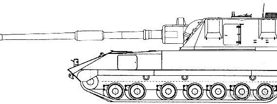 Танк M1973 152mm SPG - чертежи, габариты, рисунки