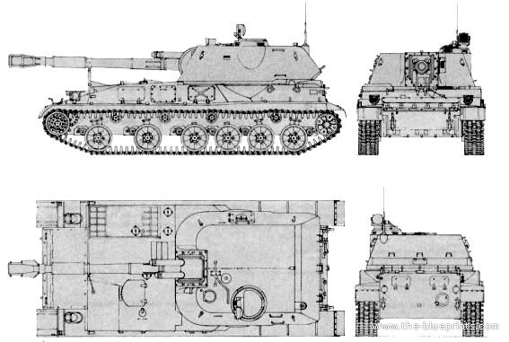 Танк M1973 2S3 SPG 152mm - чертежи, габариты, рисунки