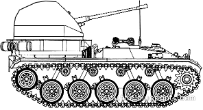 Танк M19A1 Duster - чертежи, габариты, рисунки