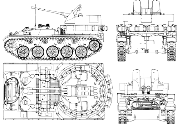 Танк M19 40mm GMC - чертежи, габариты, рисунки