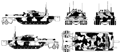 Танк M1A1HA Abrams - чертежи, габариты, рисунки