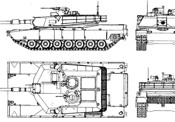 Танк M1A1 Abrams - чертежи, габариты, рисунки
