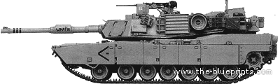 Танк M1A1 Abrams MBT - чертежи, габариты, рисунки
