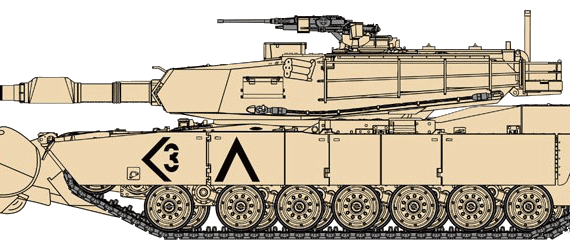 Tank M1A1 Abrams Mine Plough - drawings, dimensions, figures