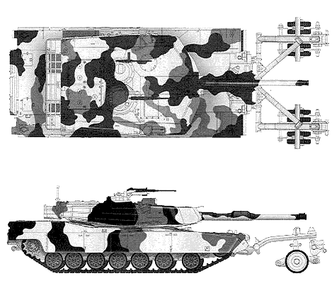 Tank M1A1 Abrams + Mine Roller - drawings, dimensions, figures