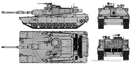 Танк M1A2 Abrams SEP - чертежи, габариты, рисунки