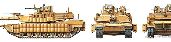Танк M1A2 SEP Abrams Tusk II - чертежи, габариты, рисунки