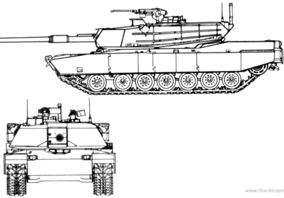 Танк M1 Abrams MBT - чертежи, габариты, рисунки