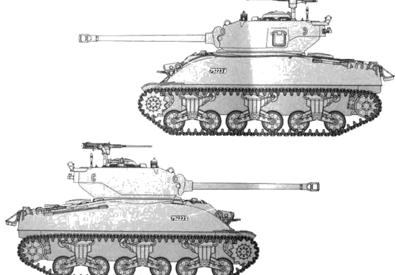 Tank M1 Super Sherman IDF - drawings, dimensions, figures