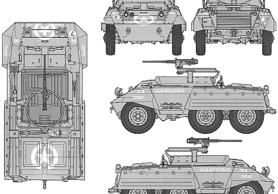 Танк M20 Armored Car - чертежи, габариты, рисунки