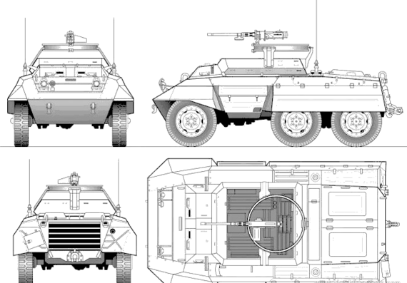 Танк M20 Armoured Car - чертежи, габариты, рисунки