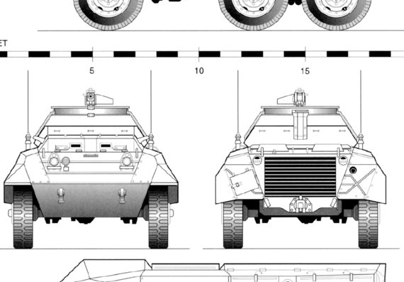 Танк M20 Greyhound Armoured Command Car - чертежи, габариты, рисунки