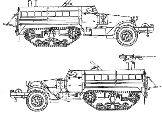 Танк M21 81mm Mortar Carrier - чертежи, габариты, рисунки