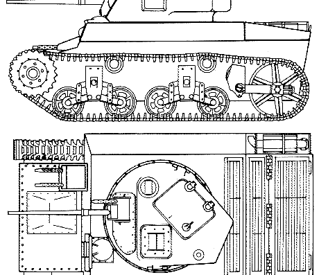 Танк M22 Locust Light Tank Prototype - чертежи, габариты, рисунки
