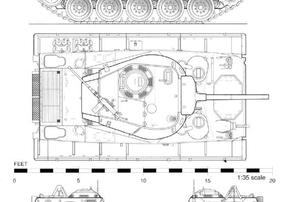 Танк M24 Chaffee Light Tank - чертежи, габариты, рисунки