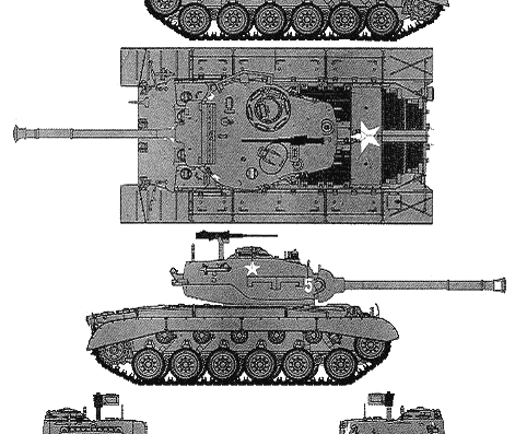 Танк M26A1 Pershing - чертежи, габариты, рисунки