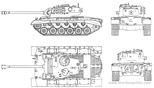 Tank M26 Pershing - drawings, dimensions, figures