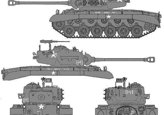 Танк M26 Persing - чертежи, габариты, рисунки