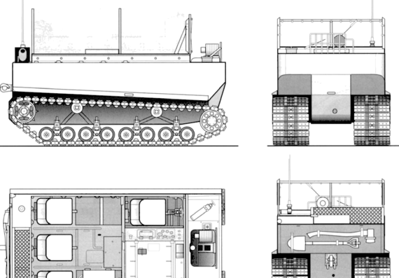 Танк M29 Weasel Cargo Carrier - чертежи, габариты, рисунки