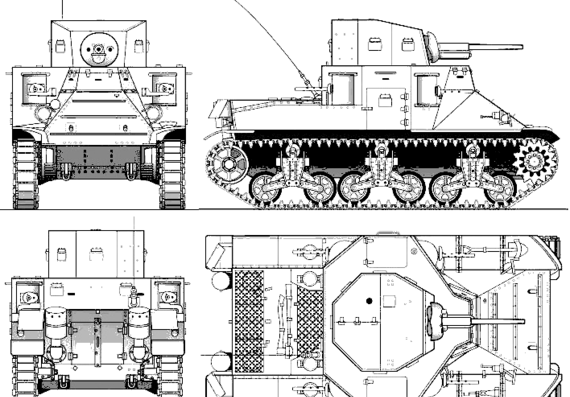 Танк M2A1 - чертежи, габариты, рисунки