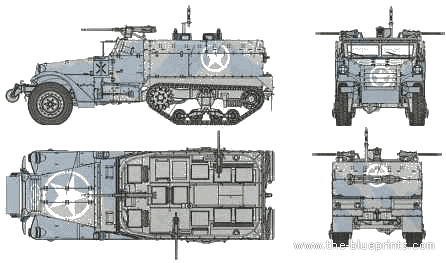 Tank M2A1 Half Track - drawings, dimensions, figures