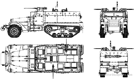 Танк M2A1 Half Track (1942) - чертежи, габариты, рисунки