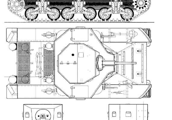 Tank M2A1 Light Tank - drawings, dimensions, figures