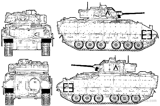 Танк M2A2 Bradley - чертежи, габариты, рисунки