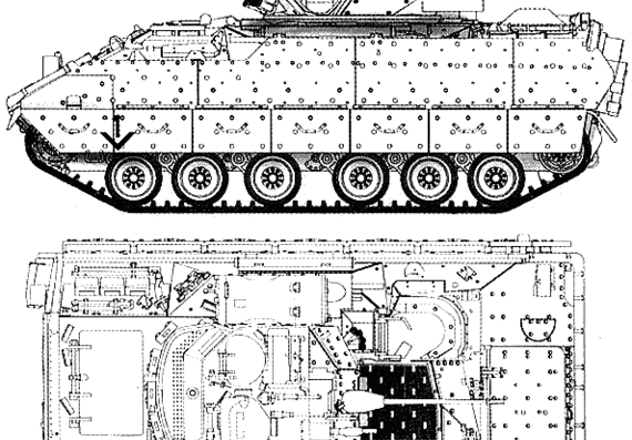 Танк M2A2 Bradley IFV - чертежи, габариты, рисунки