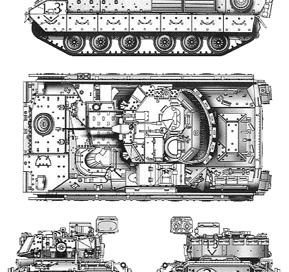 Танк M2A2 Bradley ODS - чертежи, габариты, рисунки