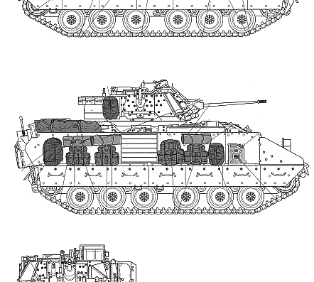 Танк M2A2 ODS Infantry Fighting Vehicle - чертежи, габариты, рисунки