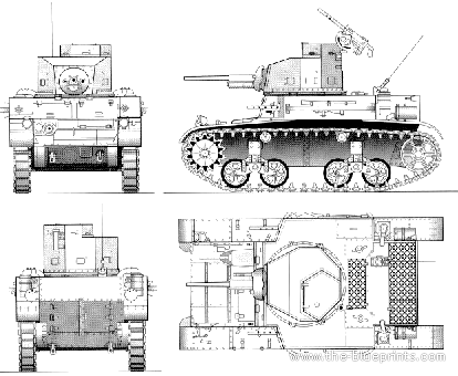 Танк M2A4 - чертежи, габариты, рисунки
