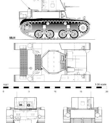 Танк M2 Combat Car-M1A1 Light Tank - чертежи, габариты, рисунки