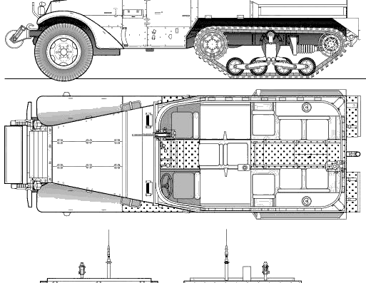 Танк M2 Half Truck - чертежи, габариты, рисунки