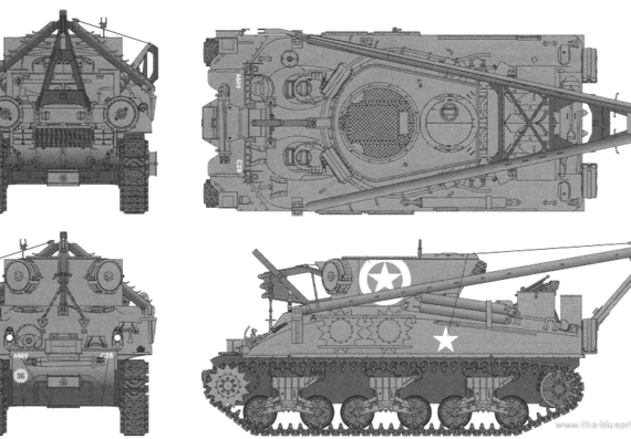 Танк M32B1 ARV - чертежи, габариты, рисунки