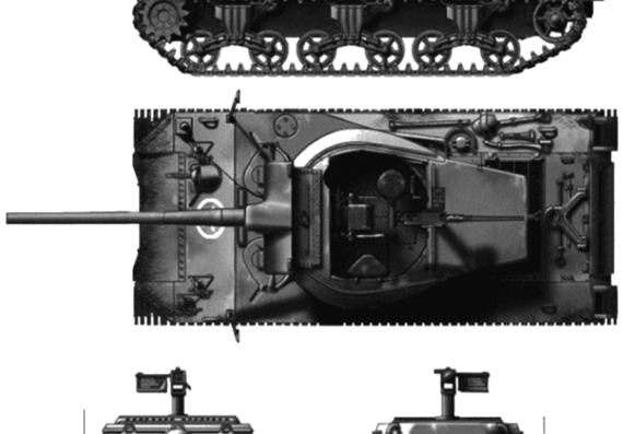 Танк M36B1 90mm GMC - чертежи, габариты, рисунки