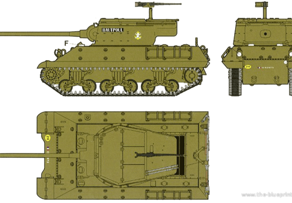 Танк M36B2 Jackson - чертежи, габариты, рисунки