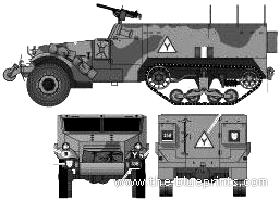 Tank M3A1 Halftruck - drawings, dimensions, figures