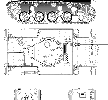 Tank M3A1 Stuart III - drawings, dimensions, figures