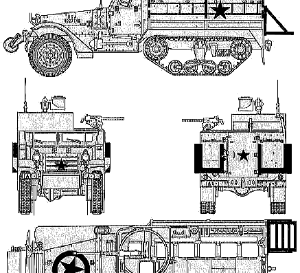Tank M3A2 Half-Truck - drawings, dimensions, figures
