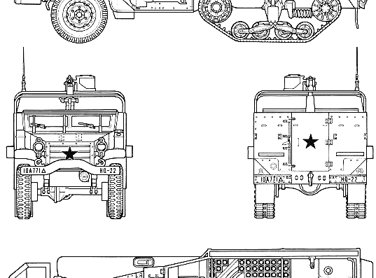 Танк M3A2 Half Track M21 Mortar Carrier - чертежи, габариты, рисунки