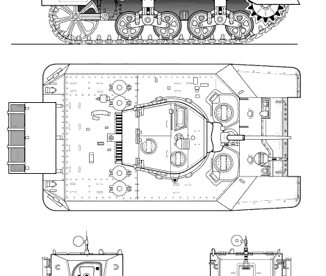Tank M3A3 Stuart V - drawings, dimensions, figures