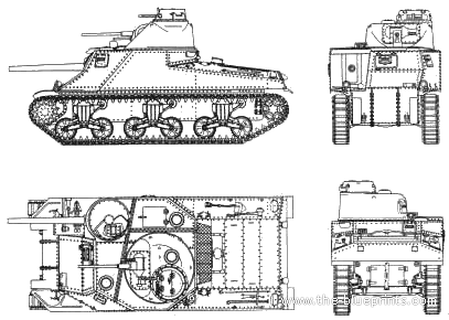 Танк M3A4 Lee - чертежи, габариты, рисунки