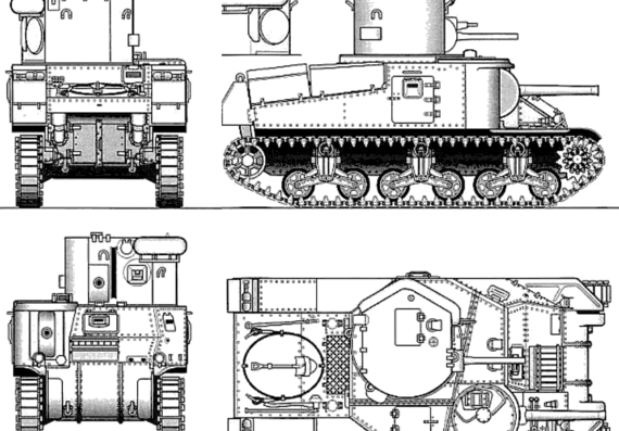 Tank M3CDL - drawings, dimensions, figures