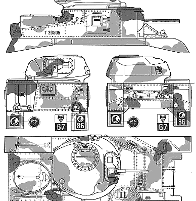 Tank M3 Grant Mk. I - drawings, dimensions, figures