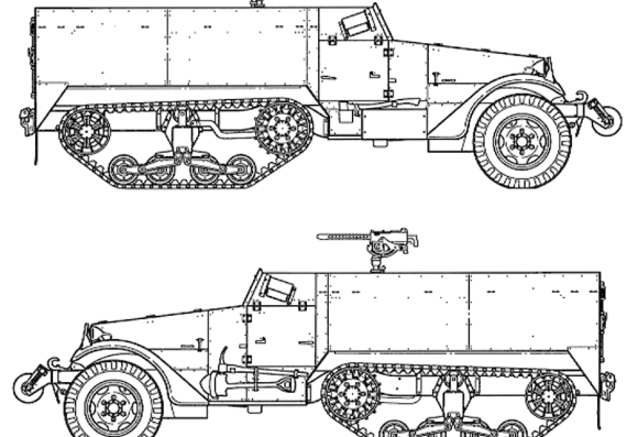 Танк M3 Half Track - чертежи, габариты, рисунки