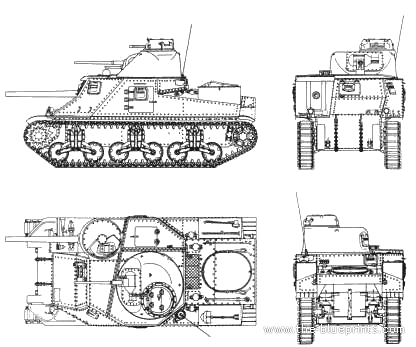 Танк M3 Lee - чертежи, габариты, рисунки