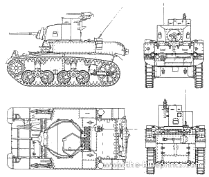 M3 Stuart tank - drawings, dimensions, figures
